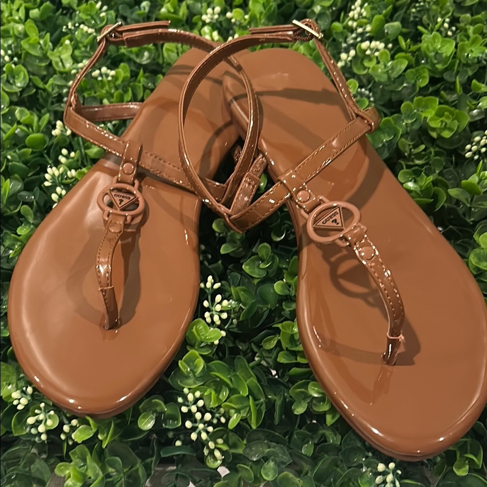 Guess Brown Leather Sandals for Effortless Style